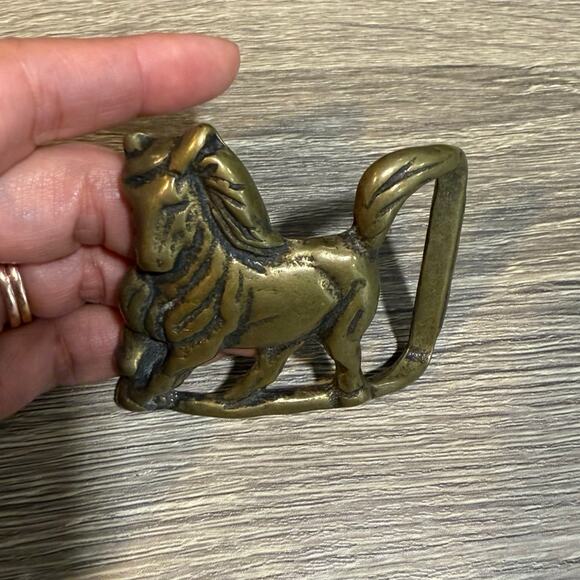 Trinity Buckle Co. Solid Brass Vintage Horse Stallion Belt Buckle - Picture 3 of 10
